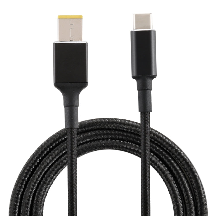 100W Big Square Male to USB-C / Type-C Male Nylon Weave Power Charge