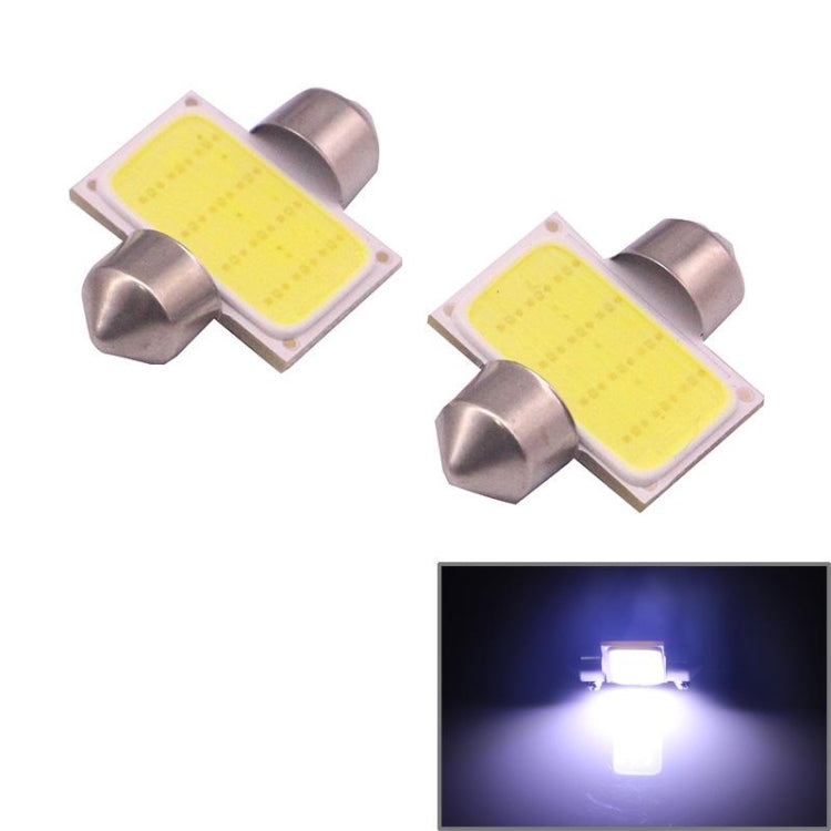 2 PCS 31mm 1.5W 80LM White Light 1 COB LED License Plate Reading