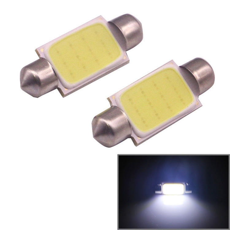 2 PCS 41mm 1.5W 80LM White Light 1 COB LED License Plate Reading