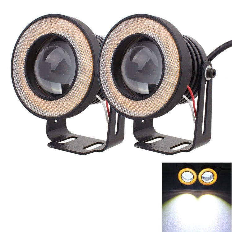 2 PCS 2.5 inch 10W 900LM White + Yellow Light 6500K Waterproof LED