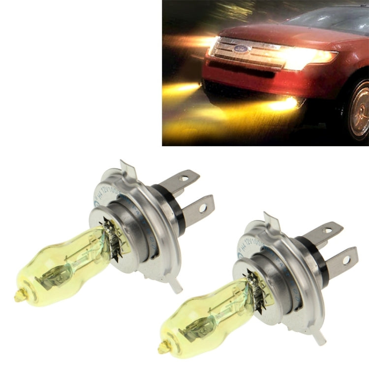 2 X H4 HOD Halogen Bulbs 12V 100W 2400 LM 3500K Yellow Light