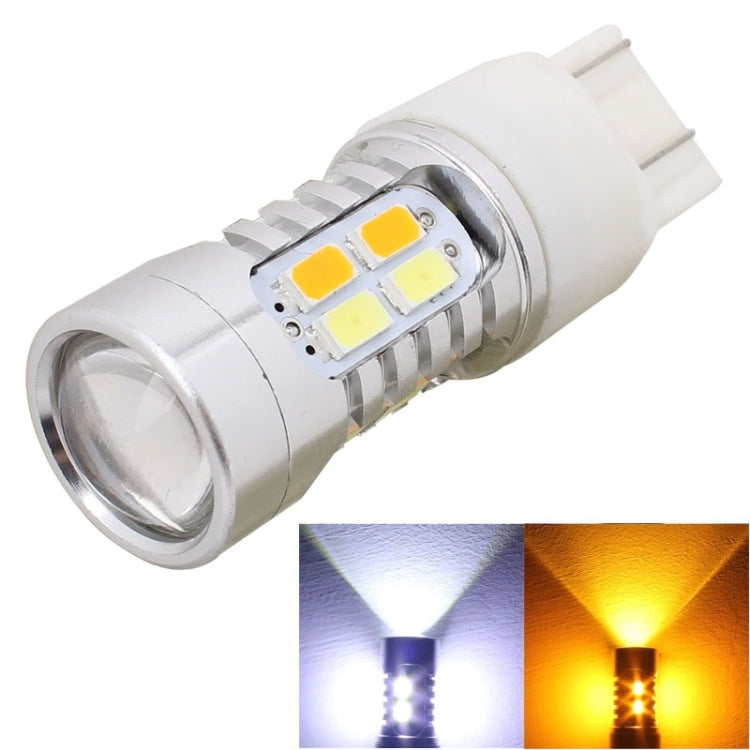 2PCS T20 10W 700LM Yellow + White Light Dual Wires 20-LED SMD 5630