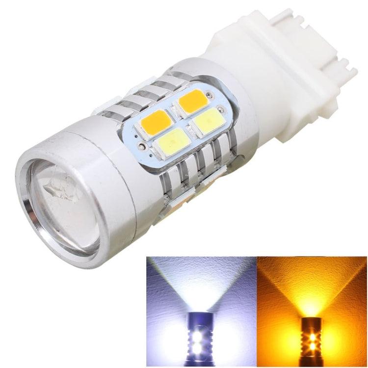 2PCS T25 10W 700LM Yellow + White Light Dual Wires 20-LED SMD 5630