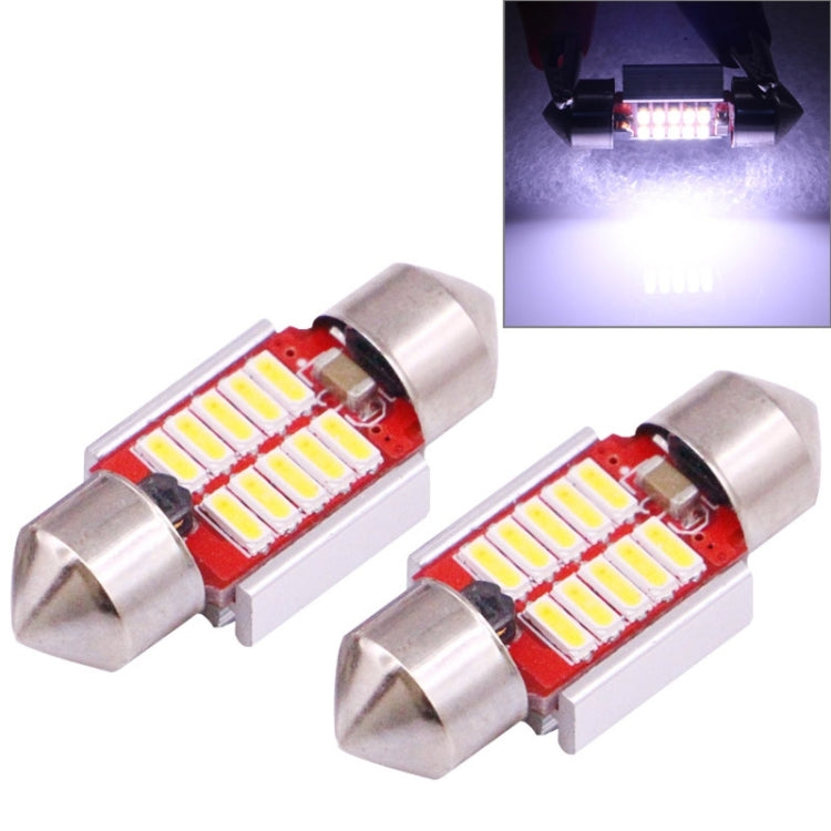 2 PCS 31mm 3W 180LM White Light 10 LED SMD 4014 CANBUS License Plate