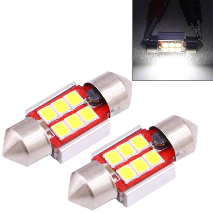 2 PCS 31mm 2.5W 180LM White Light 6 LED SMD 2835 CANBUS License Plate