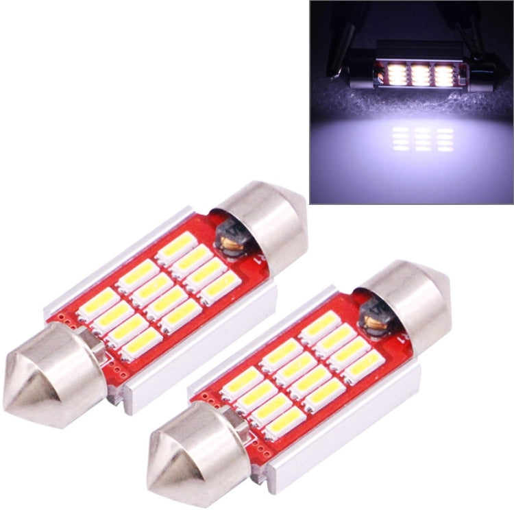 2 PCS 36mm 3.5W 180LM White Light 12 LED SMD 4014 CANBUS License