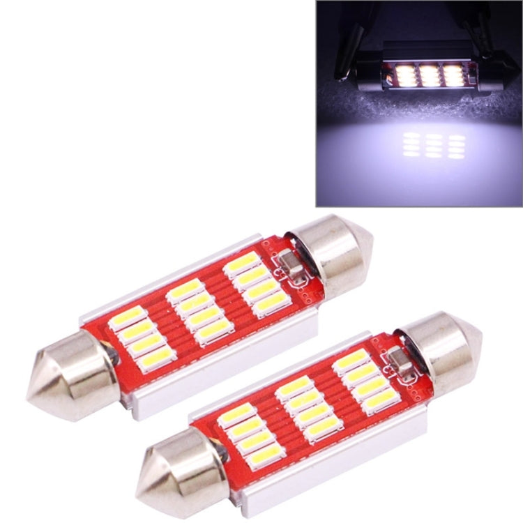 2 PCS 39mm 3.5W 180LM White Light 12 LED SMD 4014 CANBUS License