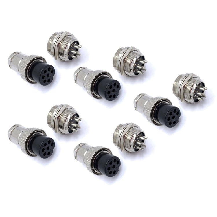DIY 16mm 7-Pin GX16 Aviation Plug Socket Connector (5 Pcs in One