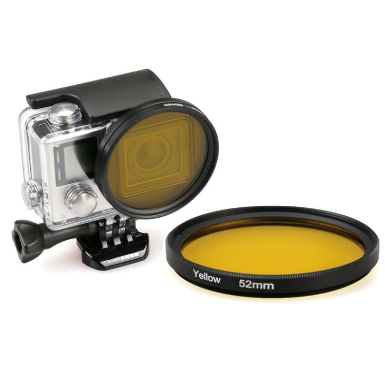 52mm Round Circle Color UV Lens Filter for GoPro HERO 4 / 3+, UV Lens (Yellow), UV Lens (Red)