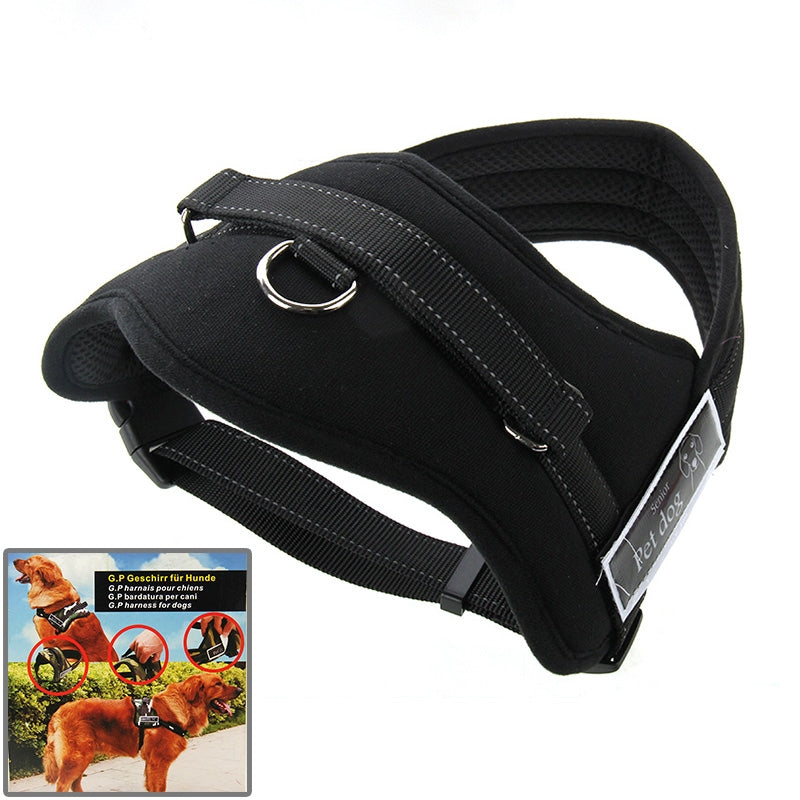 Soft Thicken Pet Chest Suspenders Dog Traction Rope, Size: M (50-65cm)(Black)