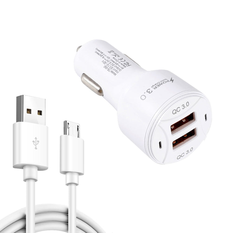 TE-092 36W Dual QC3.0 USB Fast Car Charger + USB to Micro USB Data