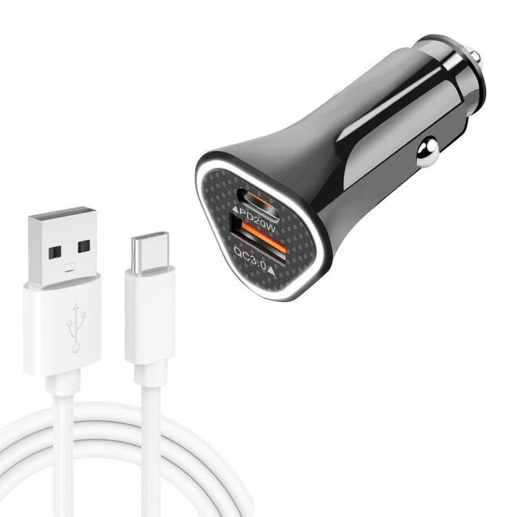 TE-P23 38W PD 20W USB-C / Type-C + QC3. 0 USB Triangle Car Charger +