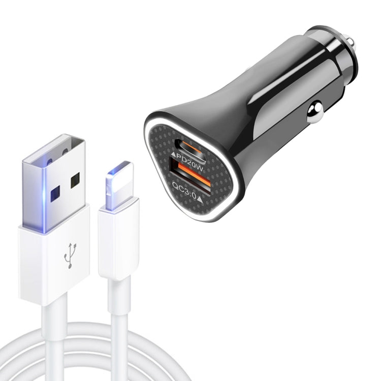 TE-P23 38W PD 20W USB-C / Type-C + QC3. 0 USB Triangle Car Charger +