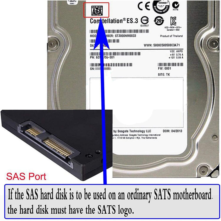 JUNSUNMAY SAS 22 Pin to 7 Pin + 15 Pin SATA Hard Disk Drive Raid Adapt ...