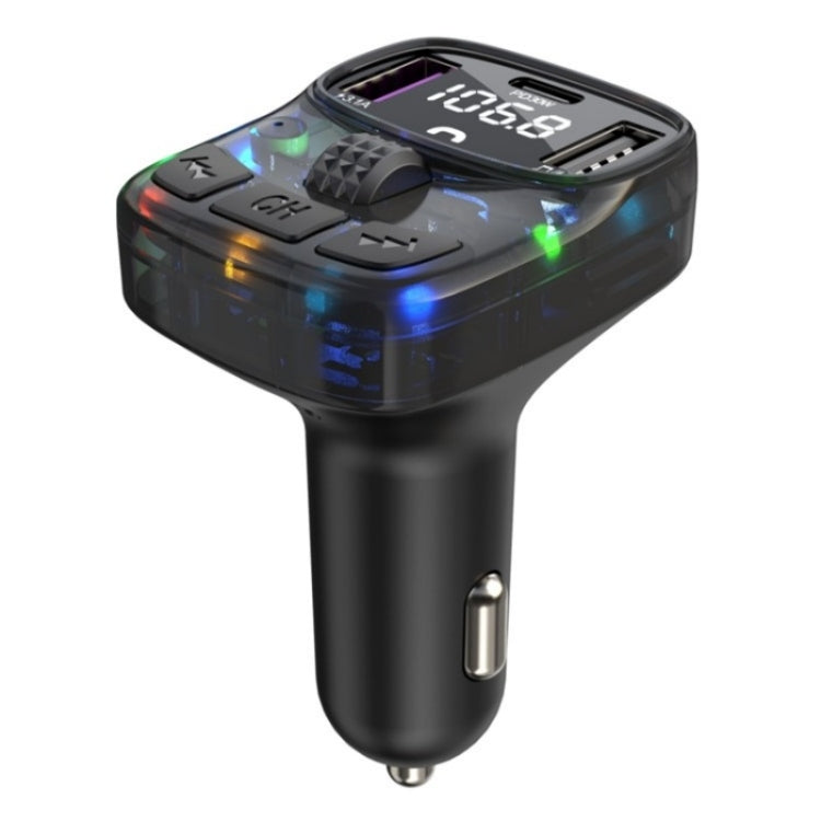 C56 PD Type-C + Dual USB Car Charger Colorful Light Car Bluetooth
