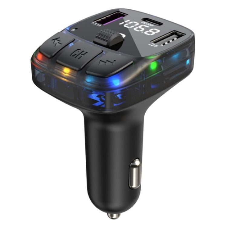 C57 PD Type-C + Dual USB Car Charger Colorful Light Car Bluetooth