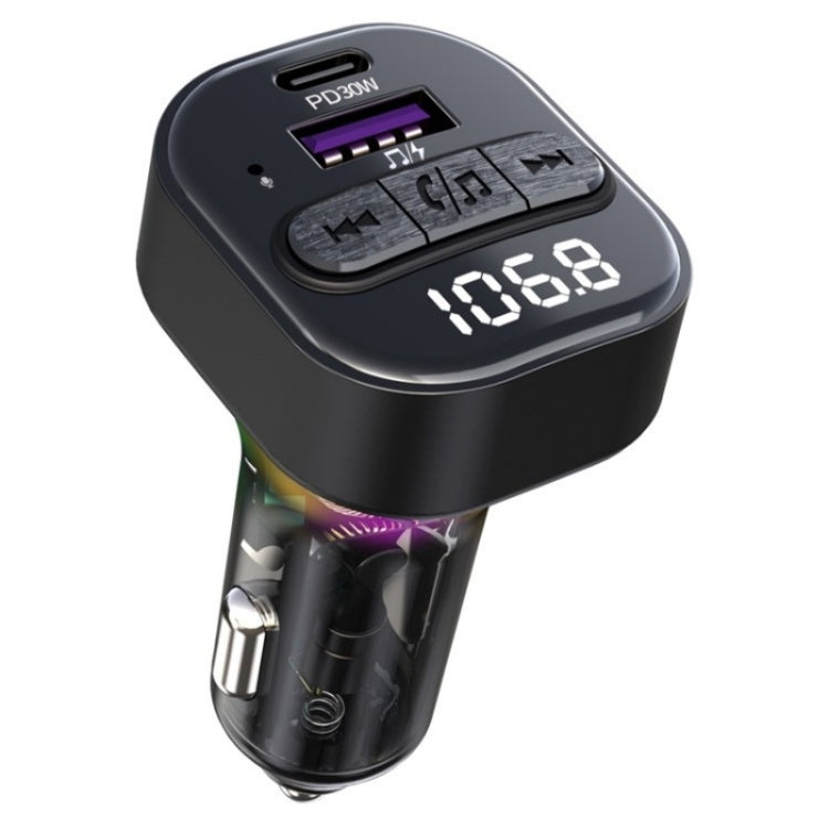 C50 Type-C + USB Car Charger Colorful Light Car Bluetooth Adapter FM