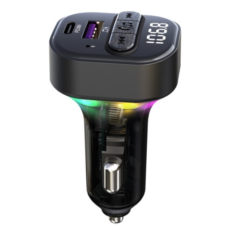 C50 Type-C + USB Car Charger Colorful Light Car Bluetooth Adapter FM Transmitter MP3 Player, C50