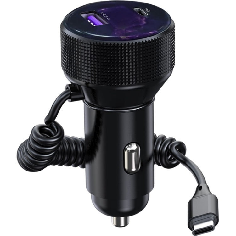 K18B 12-24V Car Charger USB+Type-C Dual Port Charging Adapter with PD