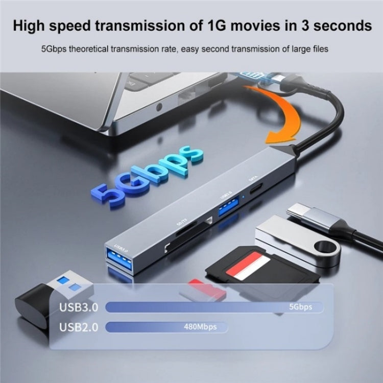 ADS-806D Type-C+USB to USB 3.0 Hub SD / TF Card Reader Multi-Function ...