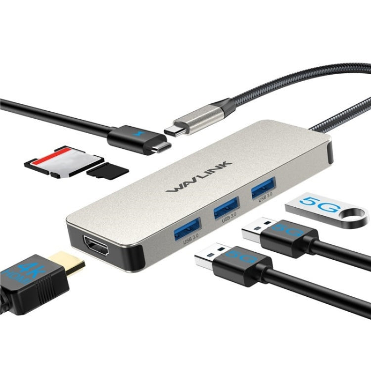 WAVLINK UHP3416 7-in-1 PD100W Charging SD / TF Card Reader 4K HD Type ...