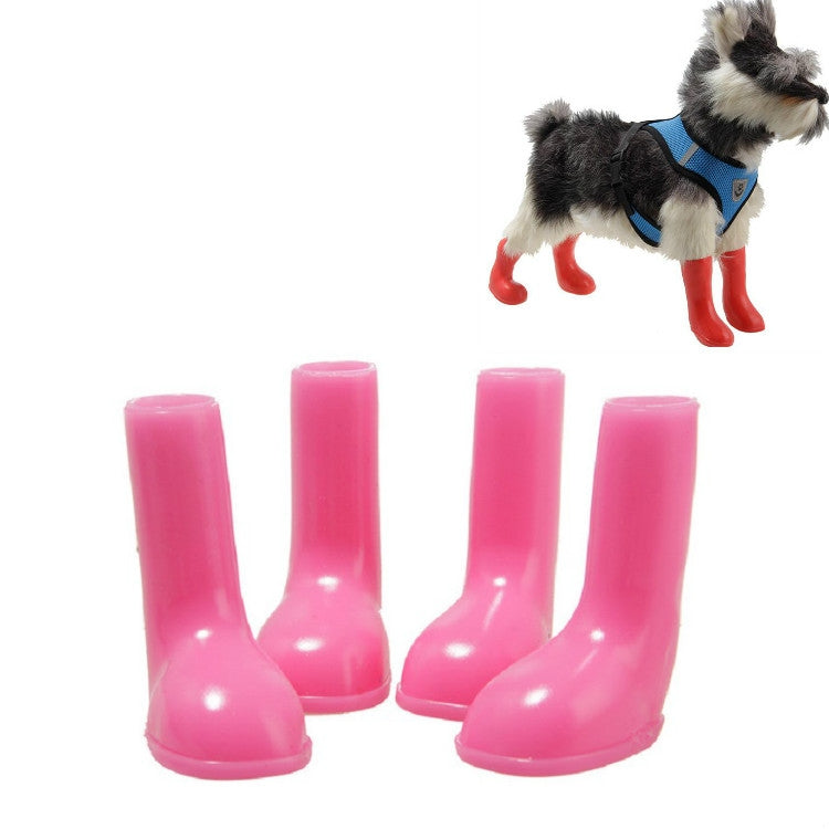 4 PCS/Set Pet Rain Boots Waterproof Non-slip Dog Shoes, Size:S(Pink)