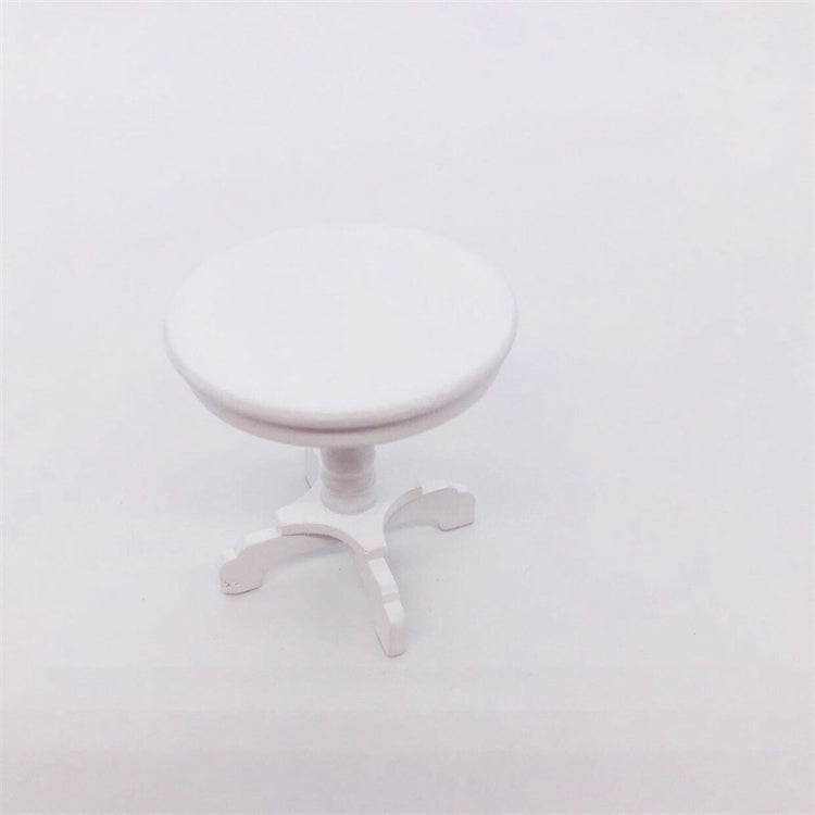 1:12 Mini Doll House Pocket Furniture Decoration Round Table, White, Walnut Color, Mahogany Color, Wood Color, Prime Embryo