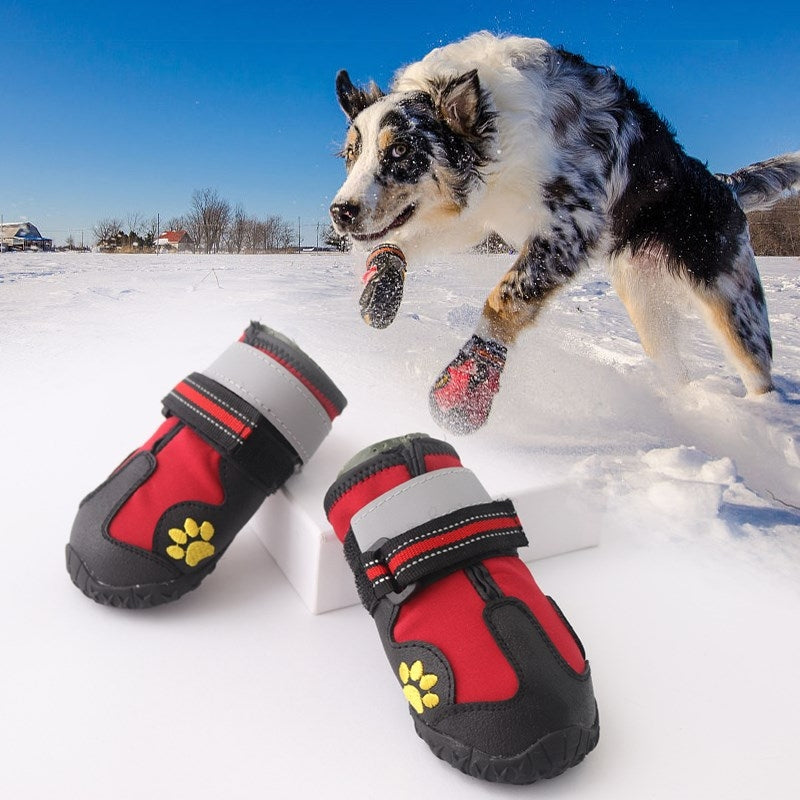 4 in 1 Autumn Winter Pet Dog Foot Cover Waterproof Shoes, Size:6.2x4.5cm(Red)