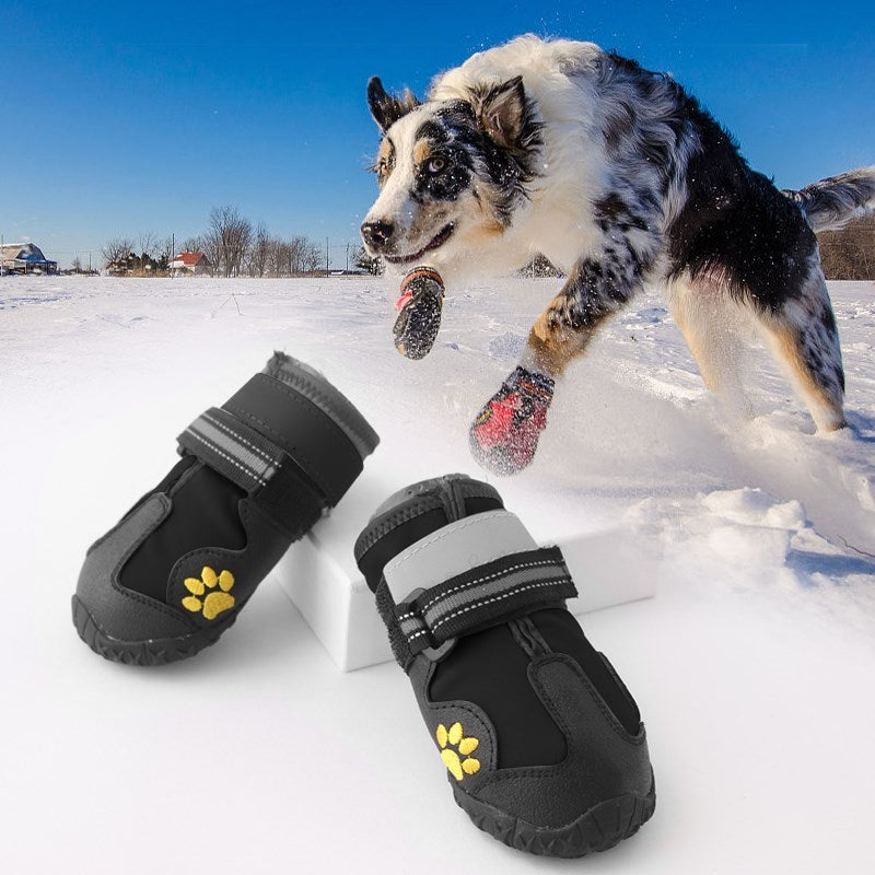 4 in 1 Autumn Winter Pet Dog Foot Cover Waterproof Shoes, Size:8x7cm(Black)
