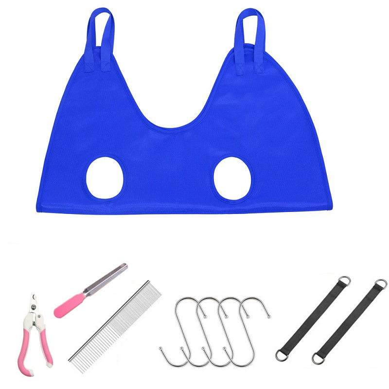 Small & Medium Pet Grooming Polyester Hanging Hammock With Trimming Tool, Size:S(Blue)