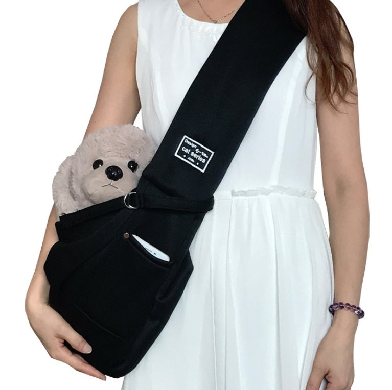 Pet Outing Carrier Bag Cotton Messenger Shoulder Bag, Colour: Black 