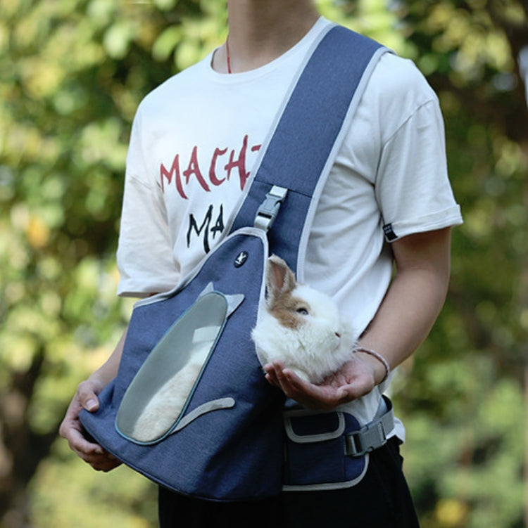 TAILUP Pets Carry Out Shoulder Bag Convenient Foldable Leather Chest Bag, Specification: S(Jean Blue)