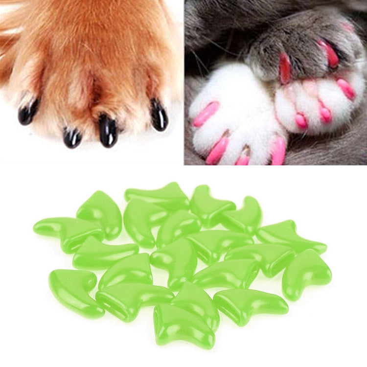20 PCS Silicone Soft Cat Nail Caps / Cat Paw Claw / Pet Nail Protector/Cat Nail Cover, Size:M(Green)