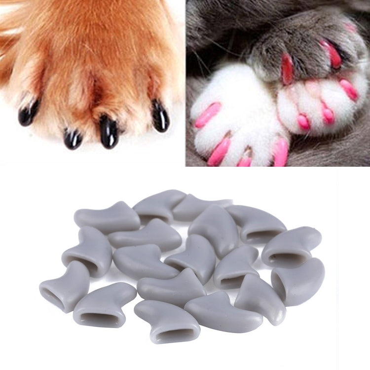 20 PCS Silicone Soft Cat Nail Caps / Cat Paw Claw / Pet Nail Protector/Cat Nail Cover, Size:M(Gray)