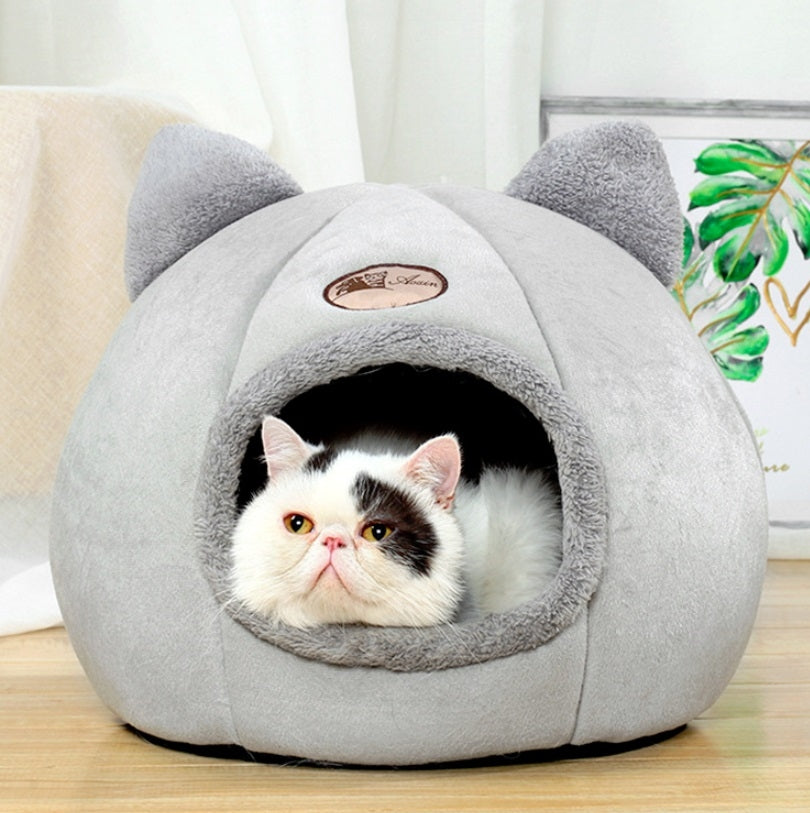 Winter Semi-Closed Warm & Velvet Round Pet Nest, Size:M 33x33x33cm