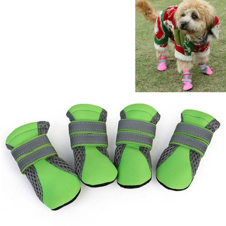 4 in 1 Pet Shoes Dog Shoes Walking Shoes Small Dogs Pet Supplies, Size: L(Green)