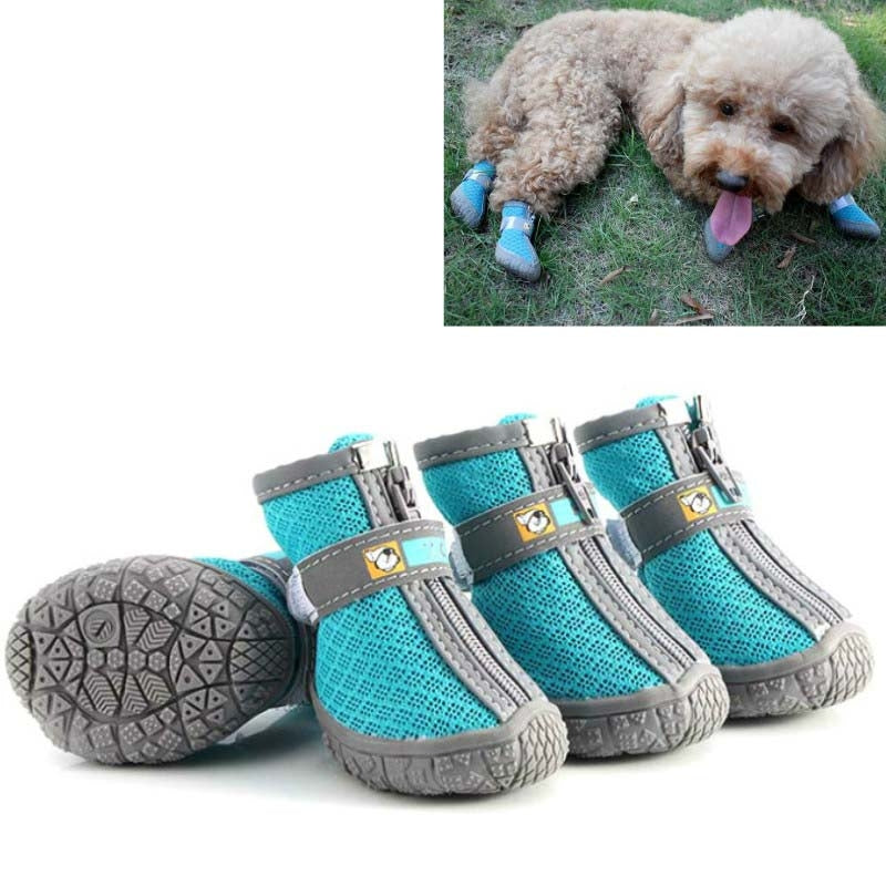4 PCS / Set Breathable Non-slip Wear-resistant Dog Shoes Pet Supplies, Size: 2.8x3.5cm(Lake Blue)