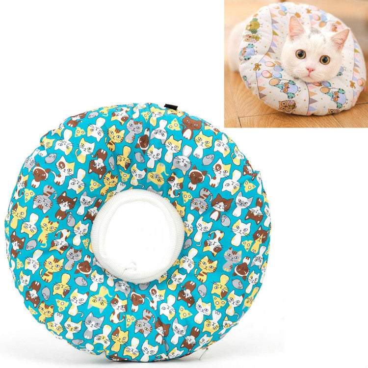 Cat Supplies Detachable Waterproof Anti-Bite Anti-Licking Collar Cat Circle Neck Headgear, Specification: M(Lake Blue Cat)