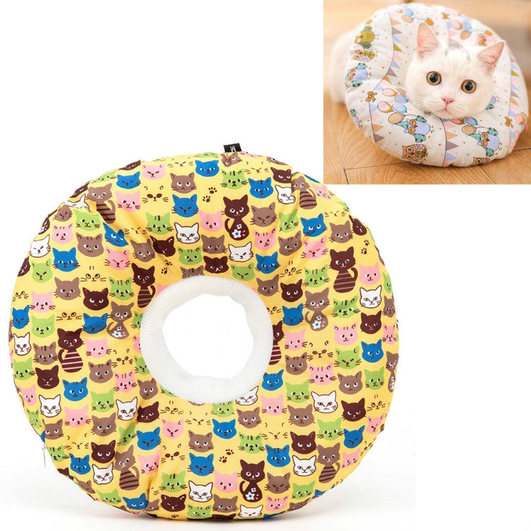 Cat Supplies Detachable Waterproof Anti-Bite Anti-Licking Collar Cat Circle Neck Headgear, Specification: XL(Yellow Colorful Cat)