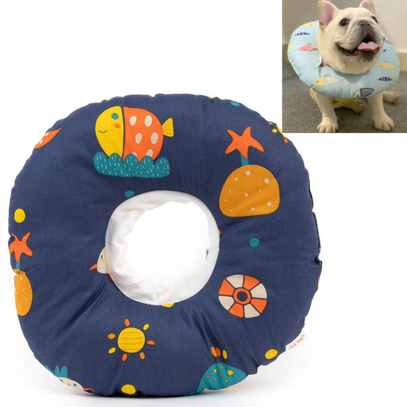 Cat Anti-Lick And Anti-Bite Soft Ring Dog Collar Pet Supplies, Size:S(Deep Blue Underwater World)