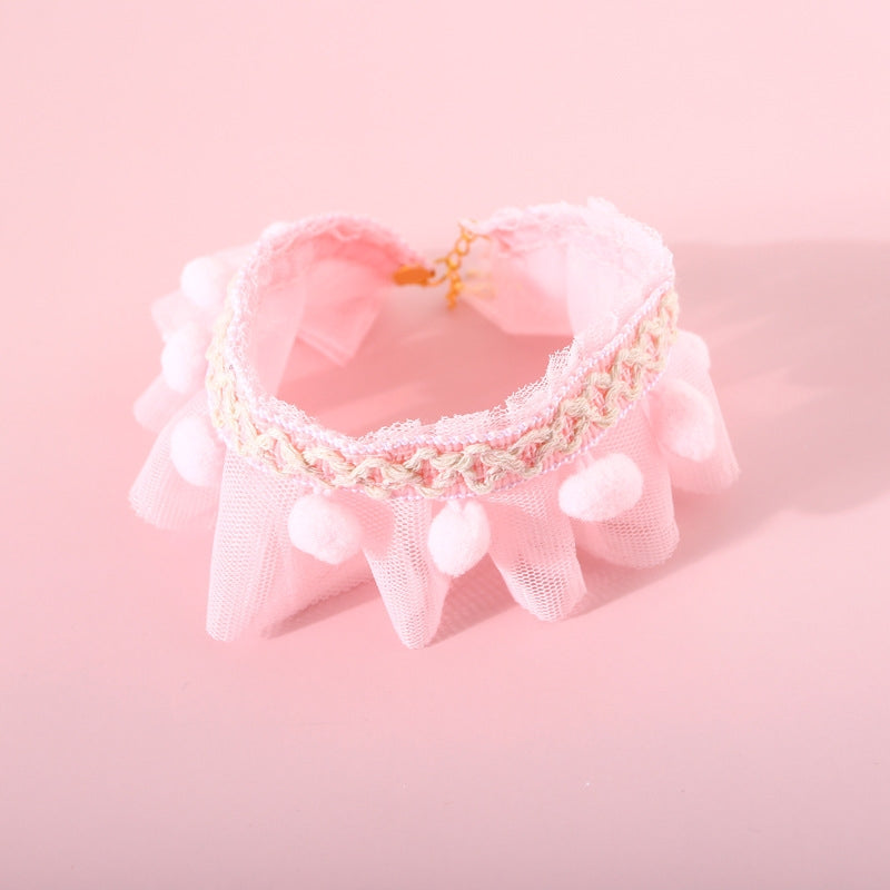Lace Pet Adjustable Collar Cat Dog Photo Accessories, Size:S 20-25cm(Pink)
