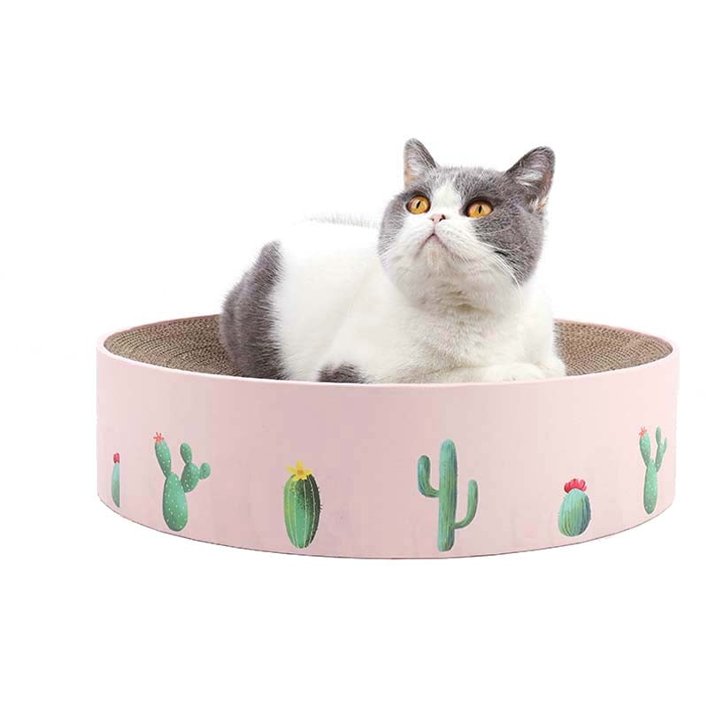 Round Corrugated Cat Scratcher Claw Sharpener Toy Bed, Colour: Pink 41x41x10cm