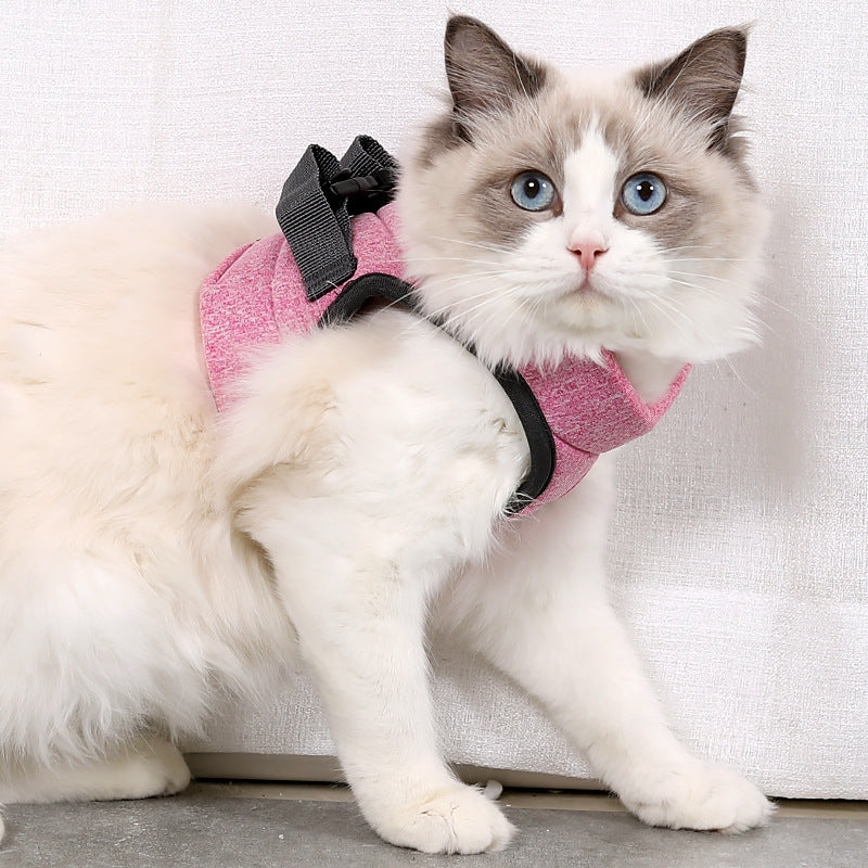 Cat Leash Pet Chest Harness Leash, Size: L(Pink)