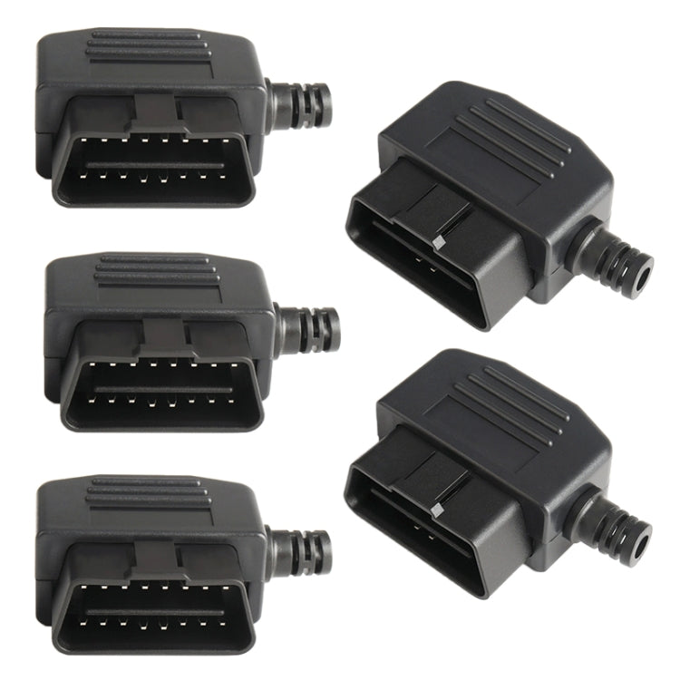 5 PCS 16PIN Car Male Connector OBD2 Connector Plug + Shell + Line