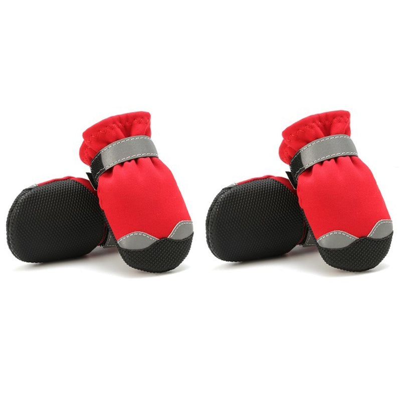 Pet Waterproof Non-Slip Wear-Resistant Snow Boots Four Seasons Dog Shoes, Size: 7(Red)