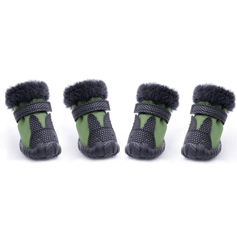 4 PCS/Set Pet AutumnWinter Thicken Cotton Shoes Dog Warm And Non-Slip Shoes, Size: No. 5(Green)