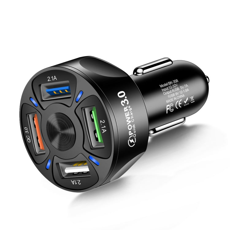 BK-358 3A QC3.0 4USB Car Charger One For Four Mobile Phone Car Charger