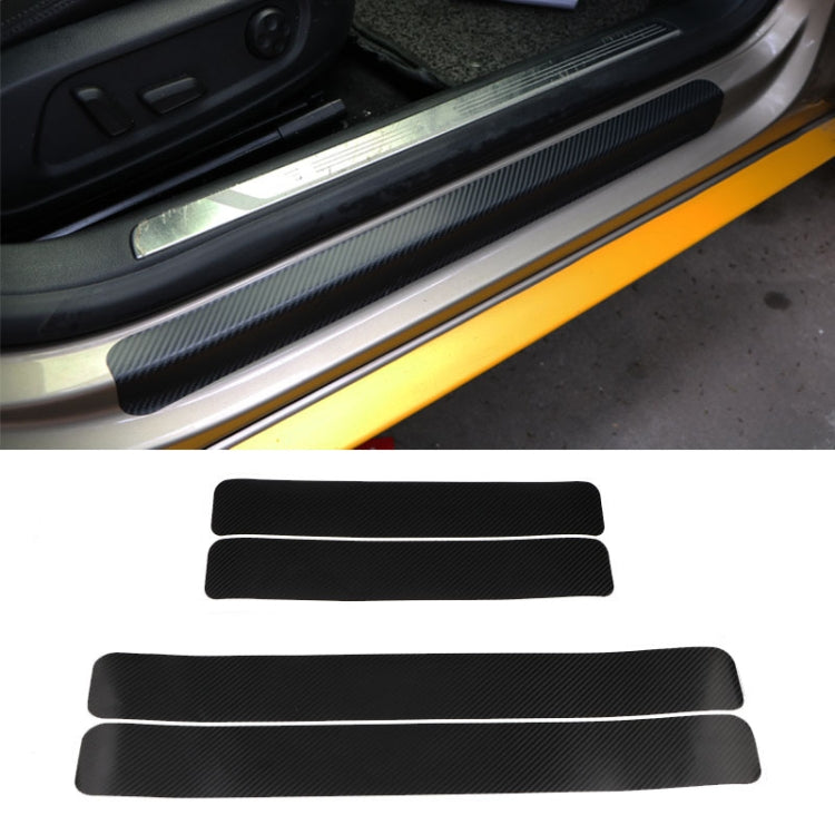 5 Sets Car Threshold Carbon Fiber Sticker Car Door Scratch Strip
