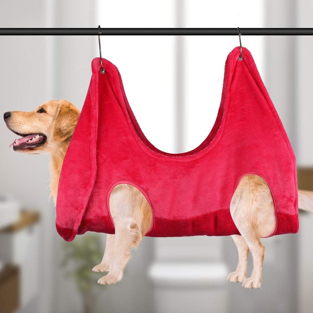 Cat And Dog Hammock Pet Nail Trim Thickening Grooming Hammock, Size: Middle 30cm(Red)