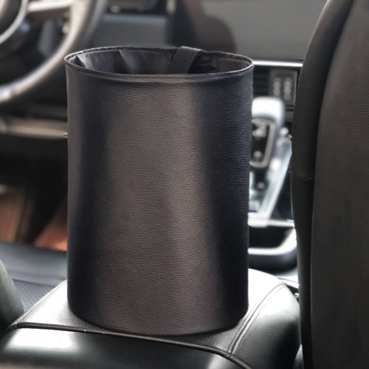 2 PCS Leather Foldable Car Trash Can Mini Chair Back Suspended